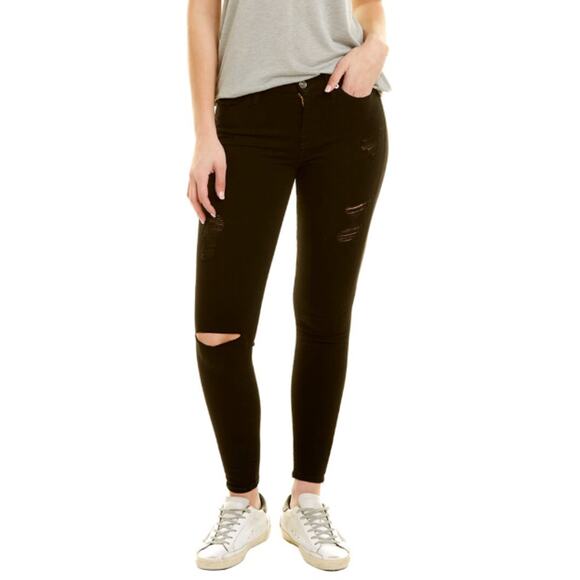 7 For All Mankind B(air) The Ankle Skinny Jeans Distressed Black Womens Size 24 - Picture 1 of 11